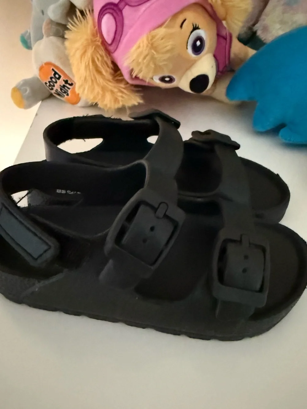 Kids Black Double-Buckle Sandals